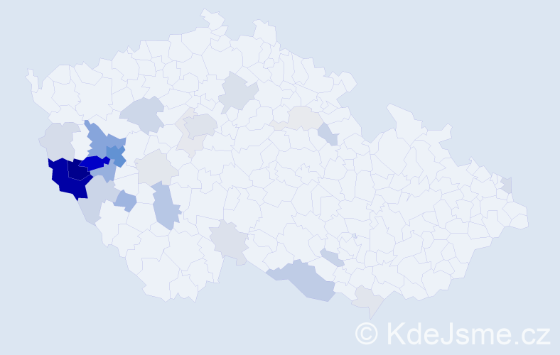 Příjmení: 'Housarová', počet výskytů 106 v celé ČR