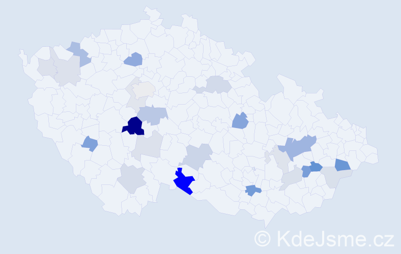 Příjmení: 'Zrůbek', počet výskytů 54 v celé ČR