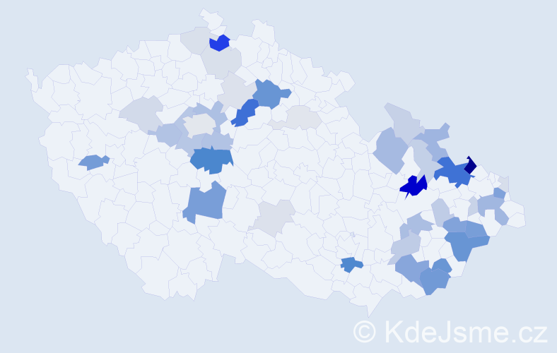Příjmení: 'Kubela', počet výskytů 132 v celé ČR