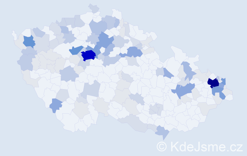 Příjmení: 'Szabo', počet výskytů 346 v celé ČR
