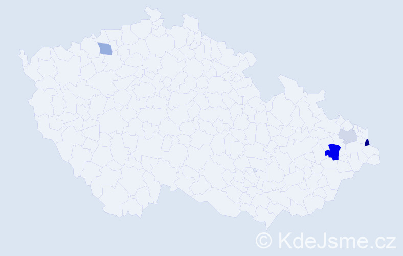Příjmení: 'Klundová', počet výskytů 7 v celé ČR