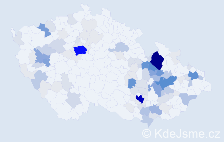 Příjmení: 'Kobza', počet výskytů 437 v celé ČR