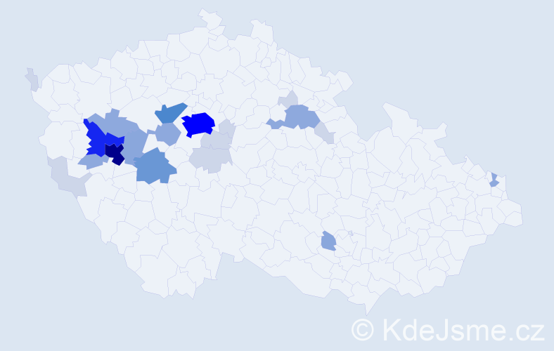 Příjmení: 'Komanec', počet výskytů 70 v celé ČR