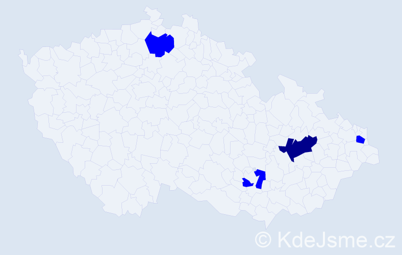 Příjmení: 'Častková', počet výskytů 5 v celé ČR
