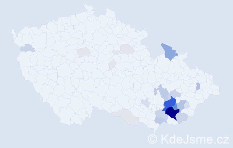 Příjmení: 'Rozsypálek', počet výskytů 123 v celé ČR