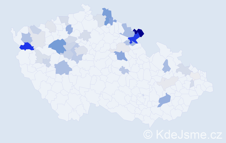 Příjmení: 'Bornová', počet výskytů 121 v celé ČR