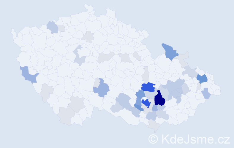 Příjmení: 'Haška', počet výskytů 186 v celé ČR