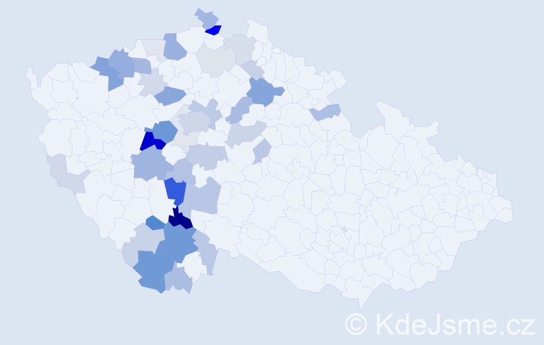 Příjmení: 'Mrkáček', počet výskytů 126 v celé ČR