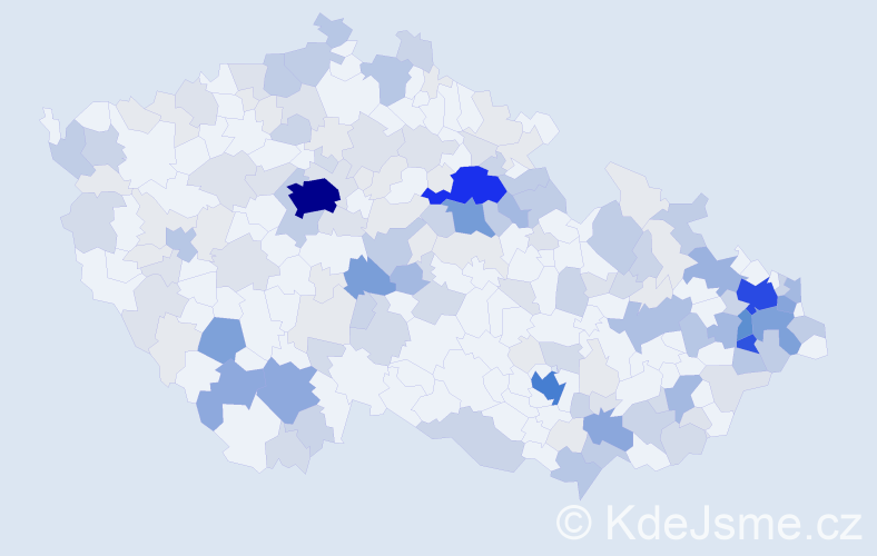 Příjmení: 'Veselka', počet výskytů 612 v celé ČR
