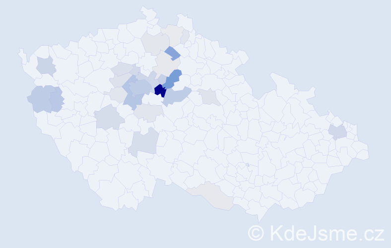 Příjmení: 'Klindera', počet výskytů 98 v celé ČR