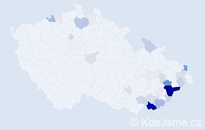 Příjmení: 'Bogar', počet výskytů 111 v celé ČR