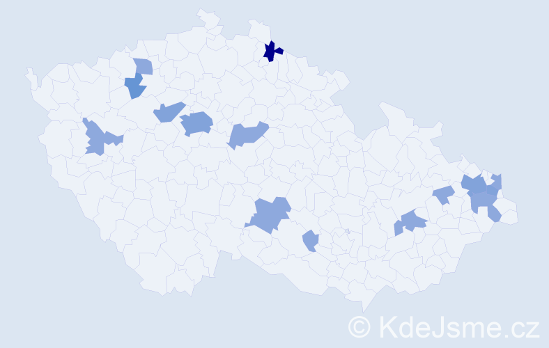 Příjmení: 'Gombala', počet výskytů 28 v celé ČR