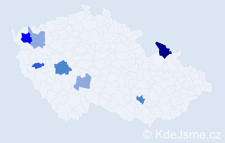 Příjmení: 'Kotesová', počet výskytů 18 v celé ČR