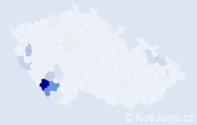 Příjmení: 'Kopf', počet výskytů 55 v celé ČR