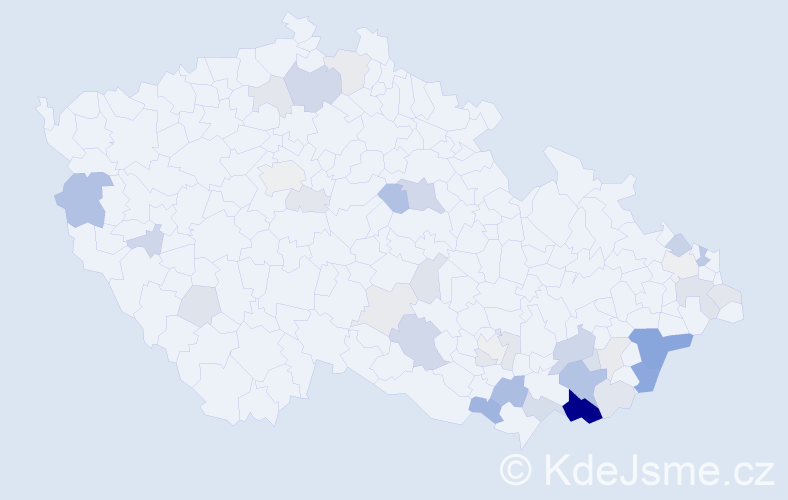 Příjmení: 'Káčer', počet výskytů 92 v celé ČR