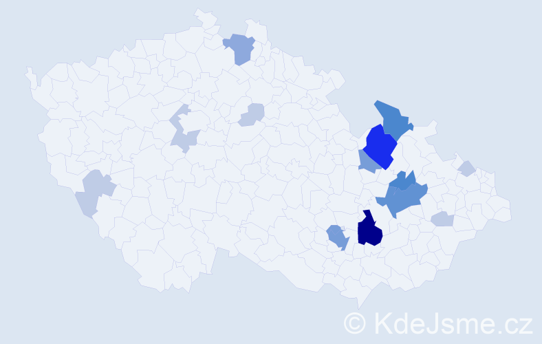 Příjmení: 'Zacpálek', počet výskytů 47 v celé ČR