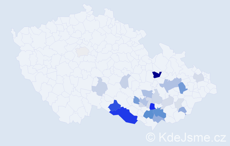 Příjmení: 'Vytopilová', počet výskytů 71 v celé ČR