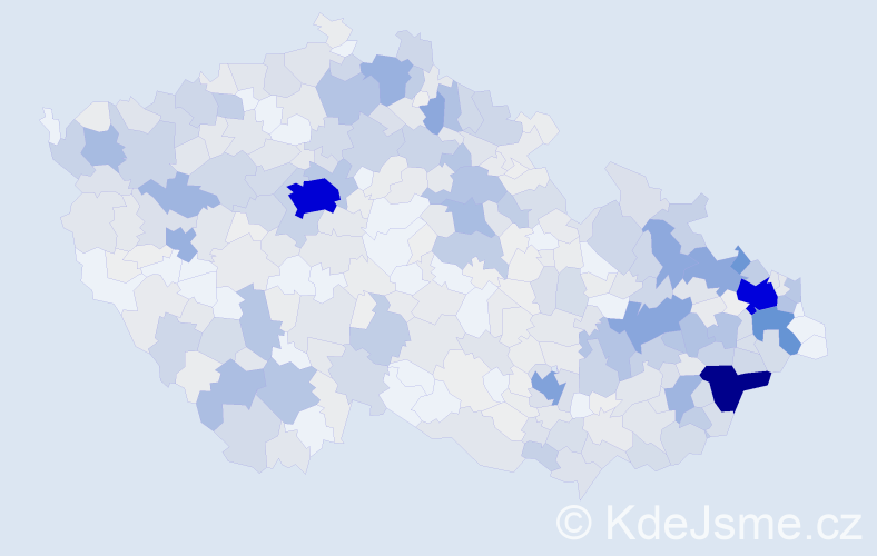 Příjmení: 'Václavík', počet výskytů 2329 v celé ČR