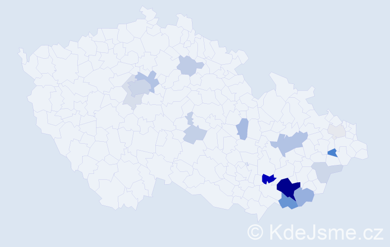Příjmení: 'Machynková', počet výskytů 48 v celé ČR