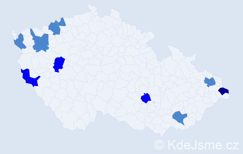 Příjmení: 'Hvizdová', počet výskytů 15 v celé ČR