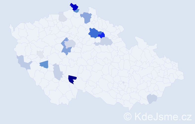 Příjmení: 'Čistecký', počet výskytů 51 v celé ČR