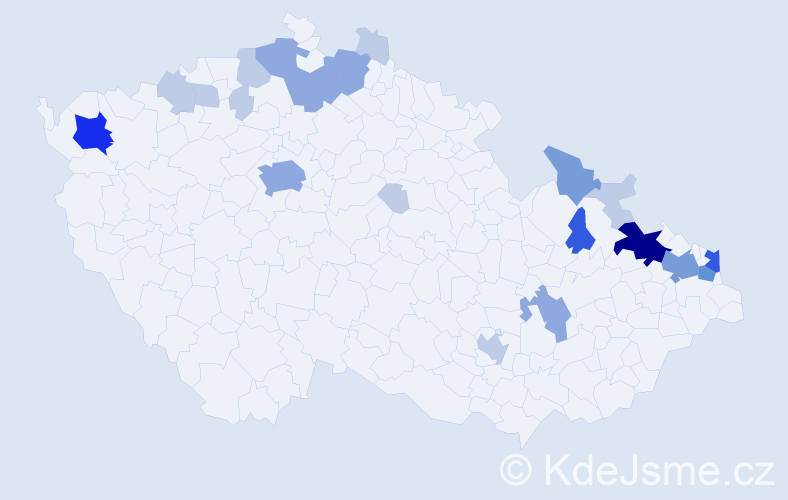Příjmení: 'Martinček', počet výskytů 57 v celé ČR