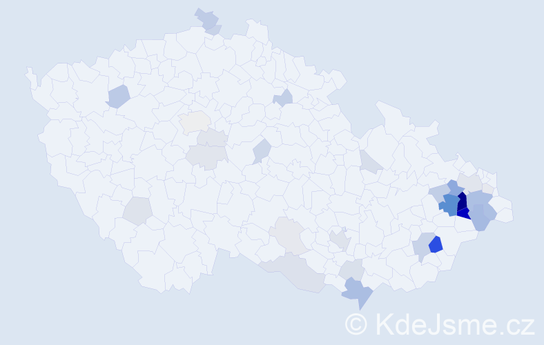 Příjmení: 'Lošák', počet výskytů 100 v celé ČR