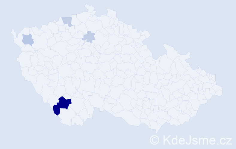 Příjmení: 'Peta', počet výskytů 13 v celé ČR