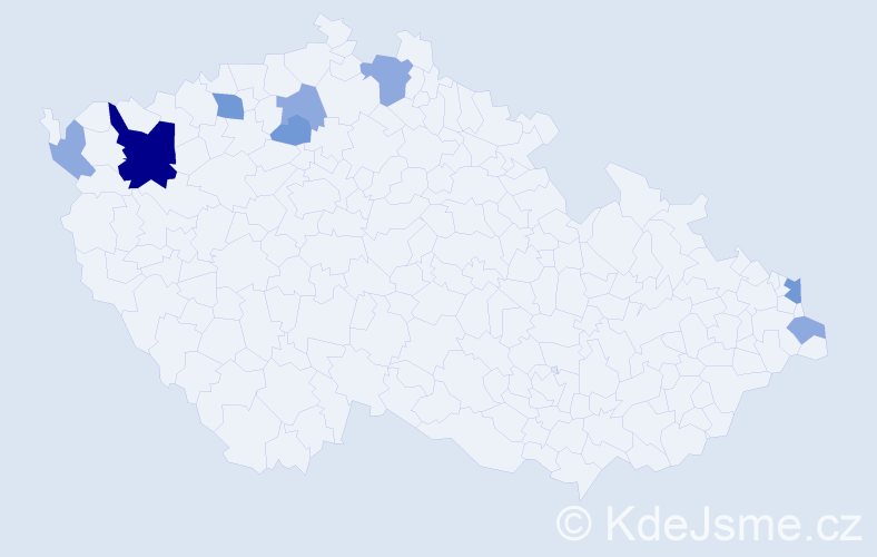 Příjmení: 'Gáspár', počet výskytů 16 v celé ČR