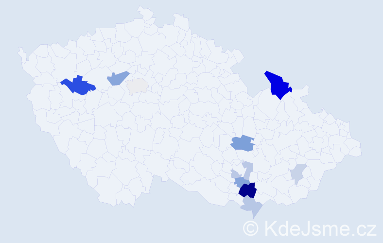 Příjmení: 'Novotňák', počet výskytů 22 v celé ČR