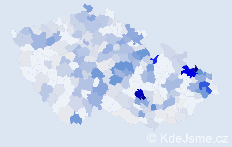 Příjmení: 'Slaninová', počet výskytů 1077 v celé ČR