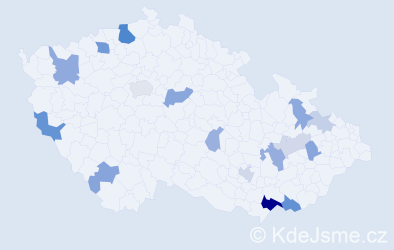 Příjmení: 'Müllnerová', počet výskytů 38 v celé ČR