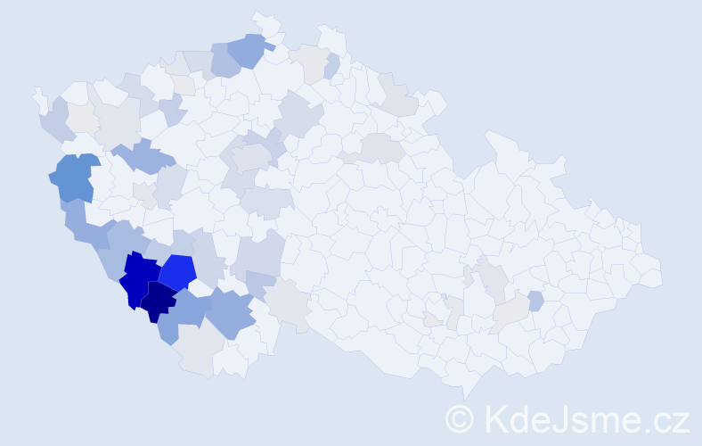 Příjmení: 'Horejšová', počet výskytů 216 v celé ČR