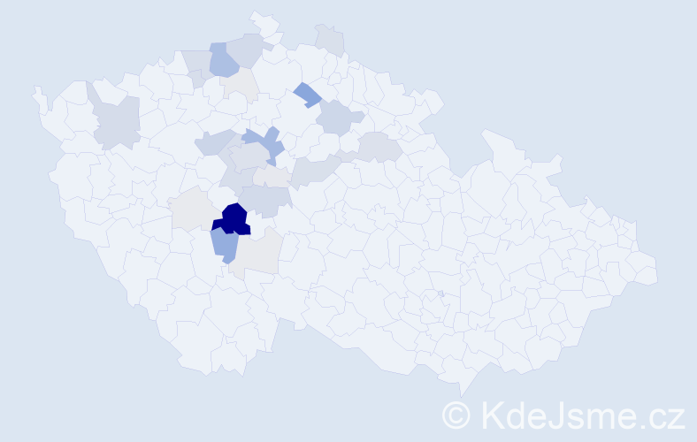 Příjmení: 'Kváča', počet výskytů 110 v celé ČR