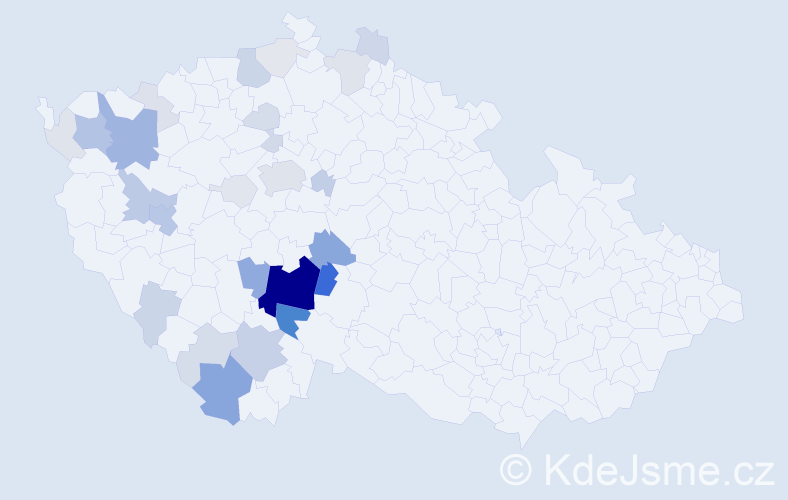 Příjmení: 'Ťoupal', počet výskytů 115 v celé ČR