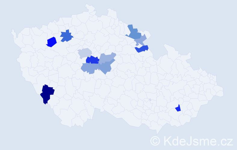 Příjmení: 'Vantová', počet výskytů 22 v celé ČR