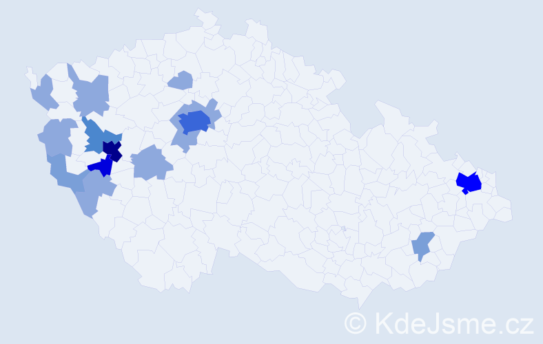 Příjmení: 'Cvačková', počet výskytů 37 v celé ČR