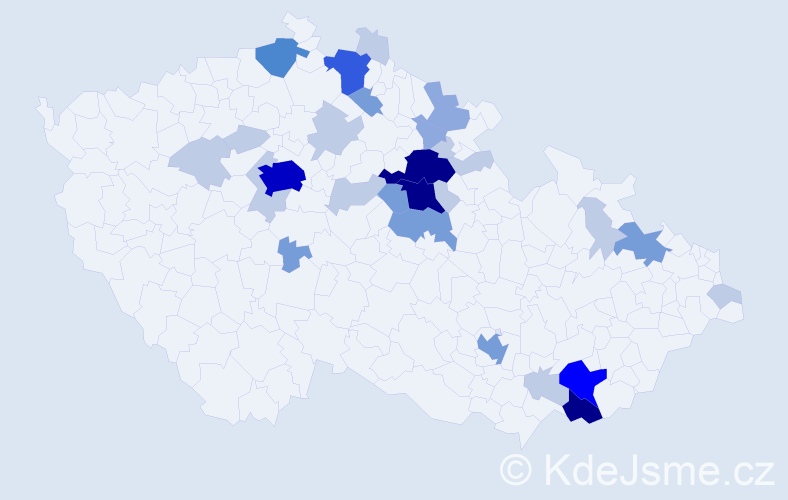 Příjmení: 'Endrychová', počet výskytů 92 v celé ČR