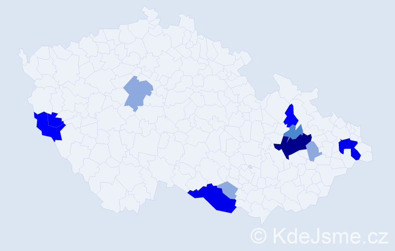 Příjmení: 'Hajznerová', počet výskytů 35 v celé ČR