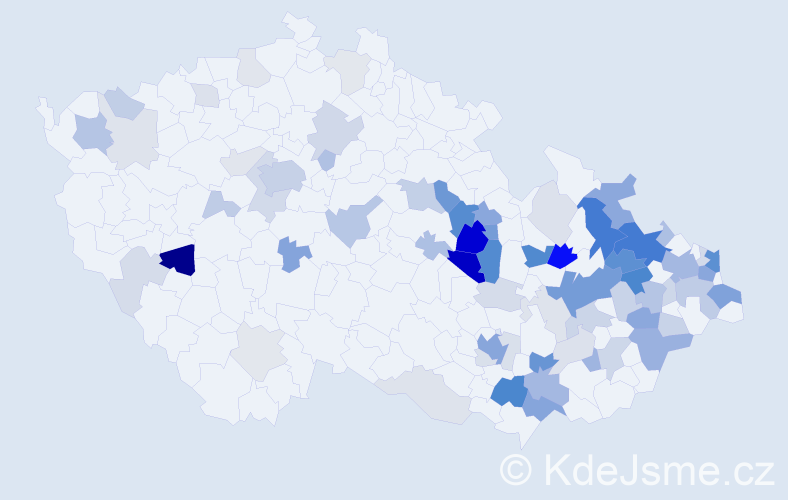 Příjmení: 'Demelová', počet výskytů 224 v celé ČR