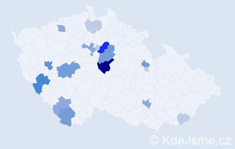 Příjmení: 'Dudla', počet výskytů 56 v celé ČR