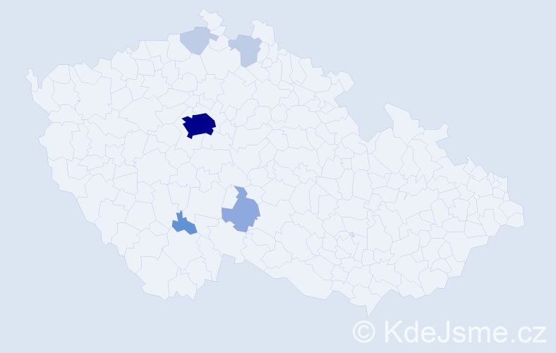 Příjmení: 'Dobal', počet výskytů 18 v celé ČR
