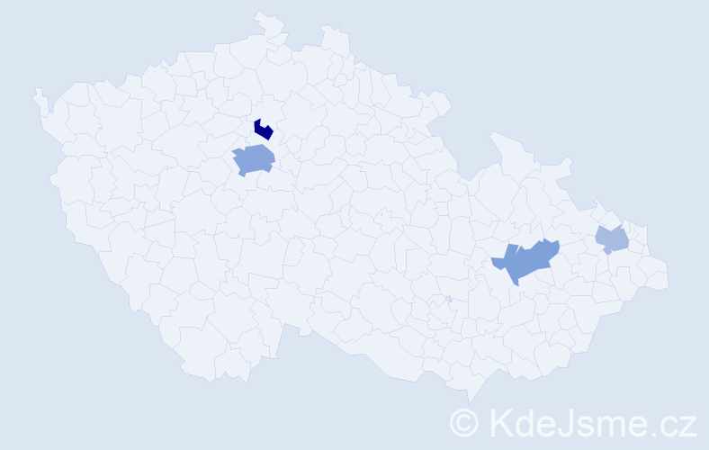 Příjmení: 'Kuzmin', počet výskytů 8 v celé ČR