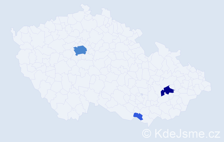 Příjmení: 'Kavulová', počet výskytů 10 v celé ČR