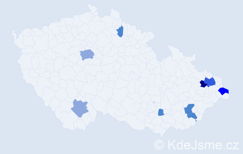 Příjmení: 'Ciesar', počet výskytů 22 v celé ČR