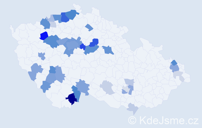 Příjmení: 'Vodvářková', počet výskytů 132 v celé ČR