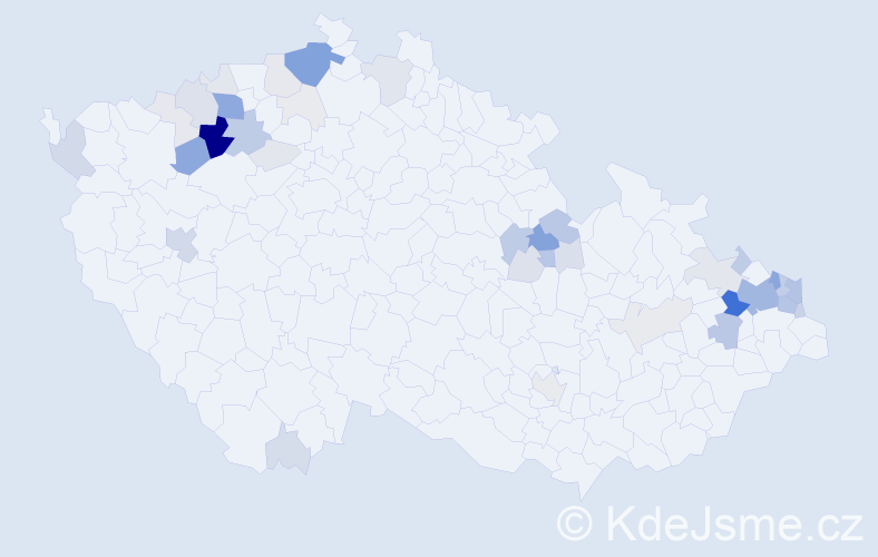 Příjmení: 'Pulková', počet výskytů 188 v celé ČR