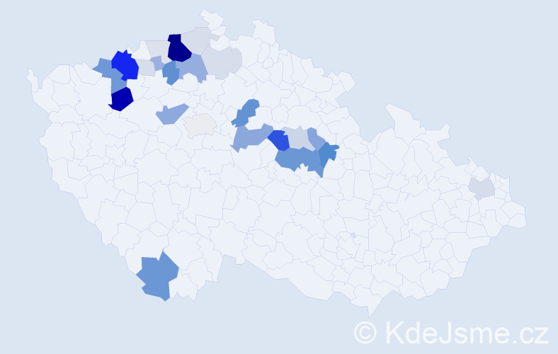 Příjmení: 'Korová', počet výskytů 98 v celé ČR