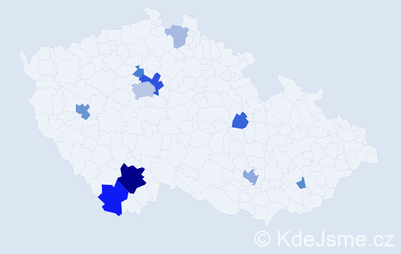 Příjmení: 'Sahan', počet výskytů 27 v celé ČR