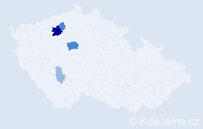Příjmení: 'Maderák', počet výskytů 9 v celé ČR